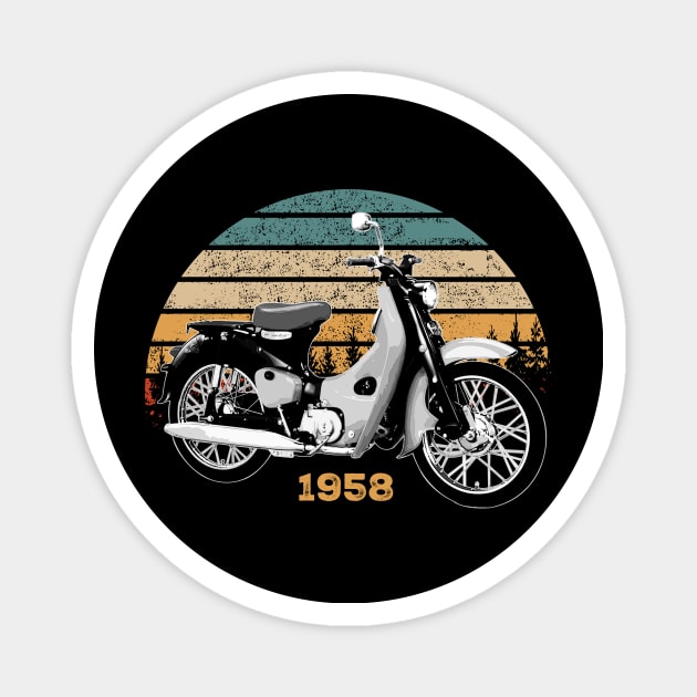 1958 Honda Super Cub Vintage Motorcycle Design Magnet by Madisen Harvey